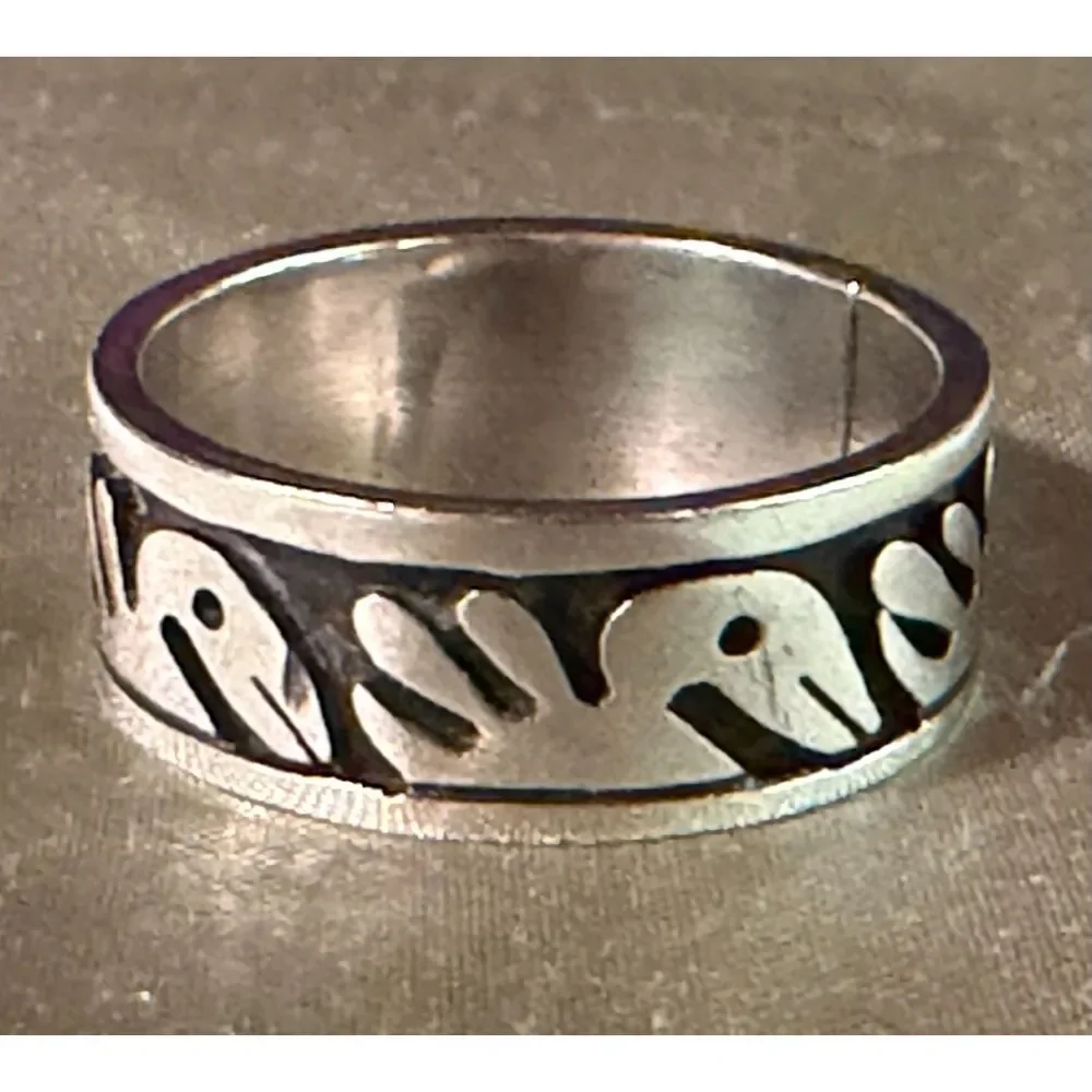 Vintage Taxco Mexico 925 Sterling Silver Bird Band Ring Size 10 Eagle 3 UPC